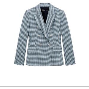 Zara Blue Blazer Structured Suit Jacket